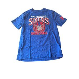 Philadelphia 76ers NBA T-Shirt Mens‎ L Blue Cotton Blend Sport Basketball